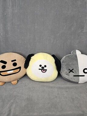 BT21 Plush Face Pillows 12"  BTS Rare Chimmy, Van, Shooky *Clean* Lot PL1-2